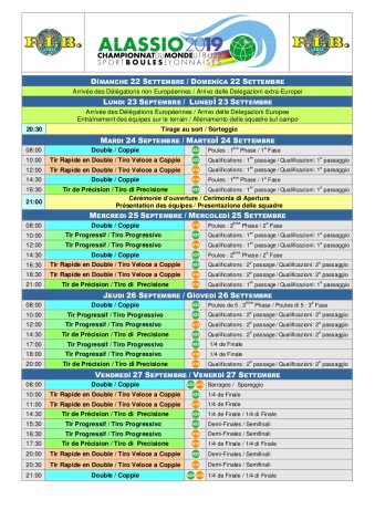 Programme - Championnat du monde U21-U23 2019 Alassio (IT)