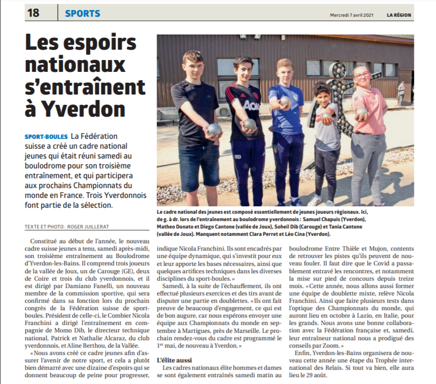 La Région: Les espoires nationnaux